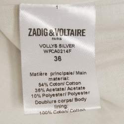 Pre Owned Zadig & Voltaire Silver Lurex Open Front Vollys Jacket S