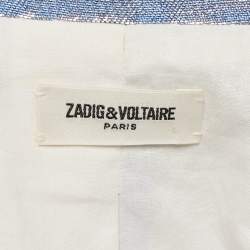 Pre Owned Zadig & Voltaire Silver Lurex Open Front Vollys Jacket S