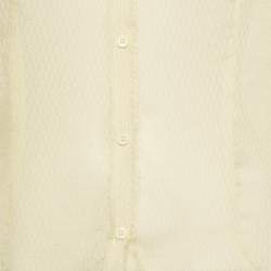 Pre Owned Zadig & Voltaire Deluxe Cream Patterned Silk Tack Dob Blouse S