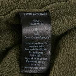 Pre Owned Zadig & Voltaire Sage Green Skull Embellished Cotton Anael Tunic Sweater S