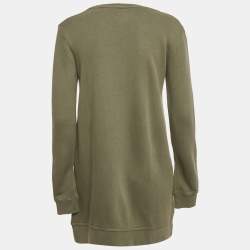 Pre Owned Zadig & Voltaire Sage Green Skull Embellished Cotton Anael Tunic Sweater S