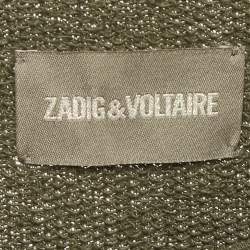 Pre Owned Zadig & Voltaire Sage Green Skull Embellished Cotton Anael Tunic Sweater S