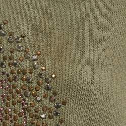 Pre Owned Zadig & Voltaire Sage Green Skull Embellished Cotton Anael Tunic Sweater S