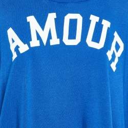 Pre Owned Zadig & Voltaire Blue Cotton & Modal Knit Amour Printed T-Shirt S
