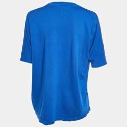 Pre Owned Zadig & Voltaire Blue Cotton & Modal Knit Amour Printed T-Shirt S