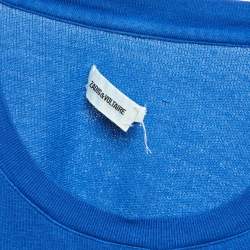 Pre Owned Zadig & Voltaire Blue Cotton & Modal Knit Amour Printed T-Shirt S