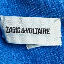 Pre Owned Zadig & Voltaire Blue Cotton & Modal Knit Amour Printed T-Shirt S