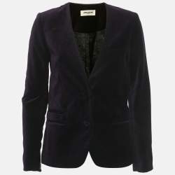 Pre Owned Zadig & Voltaire Purple Embroidered Velvet Vadim Blazer S