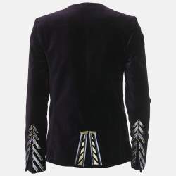 Pre Owned Zadig & Voltaire Purple Embroidered Velvet Vadim Blazer S
