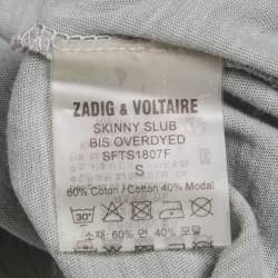 Pre Owned Zadig & Voltaire Green Strawberry Print Cotton Blend Distressed T-Shirt S