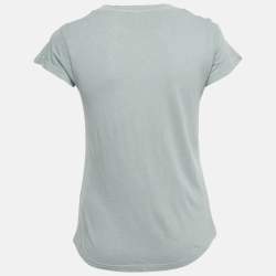 Pre Owned Zadig & Voltaire Green Strawberry Print Cotton Blend Distressed T-Shirt S