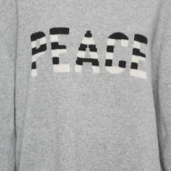 Pre Owned Zadig & Voltaire Grey Peace Intarsia Cashmere Raw Edge Sweater XL 