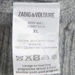 Pre Owned Zadig & Voltaire Grey Peace Intarsia Cashmere Raw Edge Sweater XL 