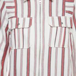 Pre Owned Zadig & Voltaire White Striped Cotton Tach Raye Jacket S 