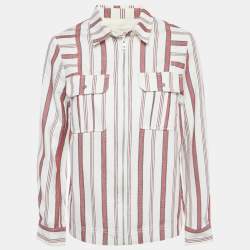 Pre Owned Zadig & Voltaire White Striped Cotton Tach Raye Jacket S 