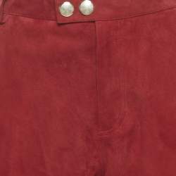 Pre Owned Zadig & Voltaire Red Suede Fringed Play Frange Trousers M