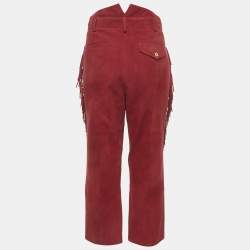 Pre Owned Zadig & Voltaire Red Suede Fringed Play Frange Trousers M