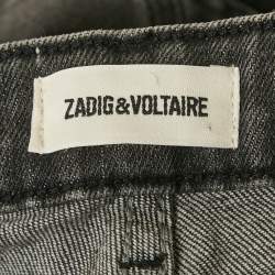 Pre Owned Zadig & Voltaire Grey Washed Denim Bay Gris Jeans M/Waist 28"