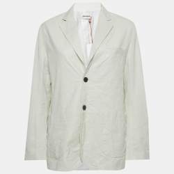 Pre Owned Zadig & Voltaire White Leather Single Breasted Blazer S 