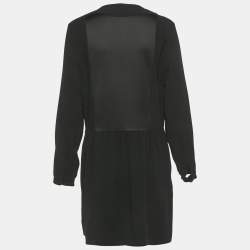 Pre Owned Zadig & Voltaire Black Crepe & Satin Trim Mini Dress L