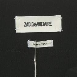 Pre Owned Zadig & Voltaire Black Crepe & Satin Trim Mini Dress L