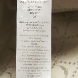 Pre Owned جاكيت فولي غاباردين بيج مفتوح من الأمام زاديج أند فولتيير مقاس متوسط - ميديم