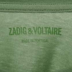 Pre Owned Zadig & Voltaire Green Printed Cotton Zoe Citation T-Shirt S 