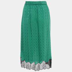 مملوكة مسبقًا تنورة ميدي من زاديك أند فولتير جوزلين بنقشة خضراء من الحرير وحواف دانتيل ميدي بحجم متوسط