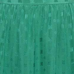 مملوكة مسبقًا تنورة ميدي من زاديك أند فولتير جوزلين بنقشة خضراء من الحرير وحواف دانتيل ميدي بحجم متوسط