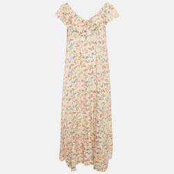 مملوكة مسبقًا Zadig & Voltaire Multicolor Butterfly Printed Silk Ruffled Reen Maxi Dress M