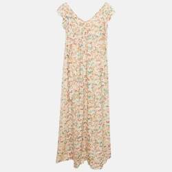 مملوكة مسبقًا Zadig & Voltaire Multicolor Butterfly Printed Silk Ruffled Reen Maxi Dress M