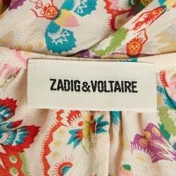 مملوكة مسبقًا Zadig & Voltaire Multicolor Butterfly Printed Silk Ruffled Reen Maxi Dress M