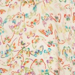 مملوكة مسبقًا Zadig & Voltaire Multicolor Butterfly Printed Silk Ruffled Reen Maxi Dress M