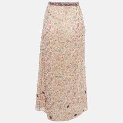 مملوكة مسبقًا Zadig & Voltaire Purple Floral Printed Chiffon Embellished Detail Midi Skirt S