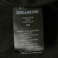 Pre Owned Zadig & Voltaire Black Studded Leather Kawai Biker Jacket XS