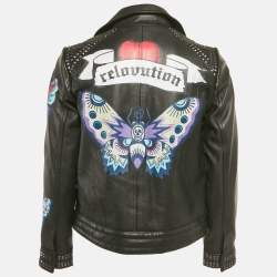 Pre Owned Zadig & Voltaire Black Studded Leather Kawai Biker Jacket XS