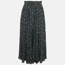Pre Owned Zadig & Voltaire Black Floral Print Maxi Skirt S