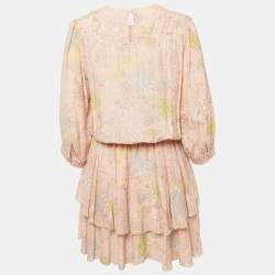 Pre Owned زاديج & فولتيير فستان روكا قصير بلمسة جلام روك مزيج حرير بلون برتقالي فاتح مقاس كبير