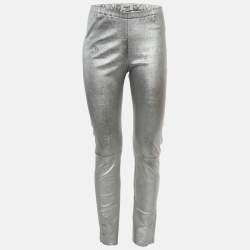 مملوكة مسبقًا Zadig & Voltaire Deluxe Silver Leather Leggings M