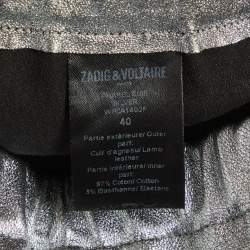 مملوكة مسبقًا Zadig & Voltaire Deluxe Silver Leather Leggings M