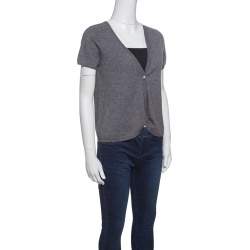 Pre Owned Zadig and Voltaire Grey Studded Short Sleeve Dublini Cardigan M