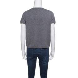 Pre Owned Zadig and Voltaire Grey Studded Short Sleeve Dublini Cardigan M