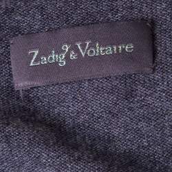 Pre Owned Zadig and Voltaire Grey Studded Short Sleeve Dublini Cardigan M