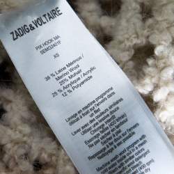 Zadig and Voltaire Cream Crochet Knit Merino Wool Open Front Pix Hook Cardigan XS