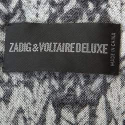 Zadig and Voltaire Grey & Black Printed Half Sleeve Silk-Cashmere Blend Top M 