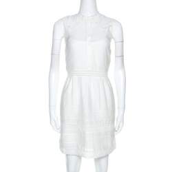 Zadig and Voltaire White Cotton Lace Detail Sleeveless Dress S