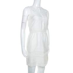 Zadig and Voltaire White Cotton Lace Detail Sleeveless Dress S