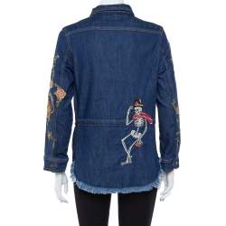 Pre Owned Zadig & Voltaire Blue Embroidered Denim Tackl Shirt XS