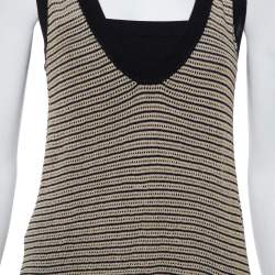 Pre Owned توب زادك آند فولتير تانك شبك صيد سمك غوس تريكو مخطط كريمي M