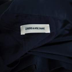 Pre Owned Zadig and Voltaire Navy Blue Crepe Joslin CDC Lace Skirt S